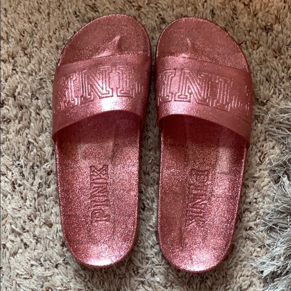 PINK BRAND pink glitter jelly slides